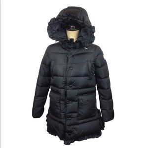 MONCLER “Serre” Ruffled Puffer Coat Black Small